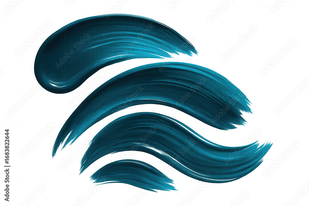 Poster dynamic turquoise brushstrokes create a wavy pattern, ideal for adding a vibrant touch to designs wi