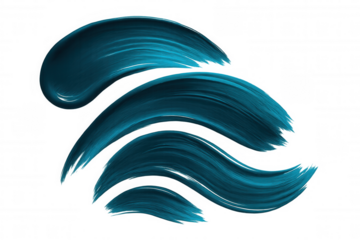 Dynamic turquoise brushstrokes create a wavy pattern, ideal for adding a vibrant touch to designs with its transparent background
