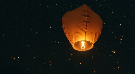 Sky lantern at night