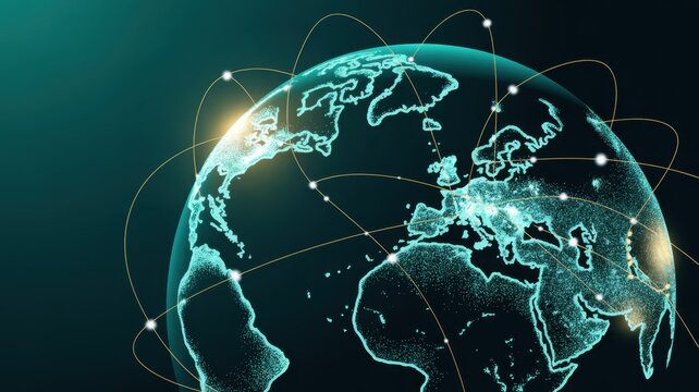 Digital earth globe with network connections a futuristic concept of global communication, technology, and worldwide data exchange in the modern era