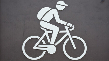 Obraz premium Dynamic cyclist symbol representing active lifestyle and urban exploration, perfect for sports and travel themes.