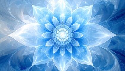 Abstract, glowing blue flower design