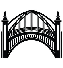 Sydney Harbour Bridge vector silhouette with city, water, and sky