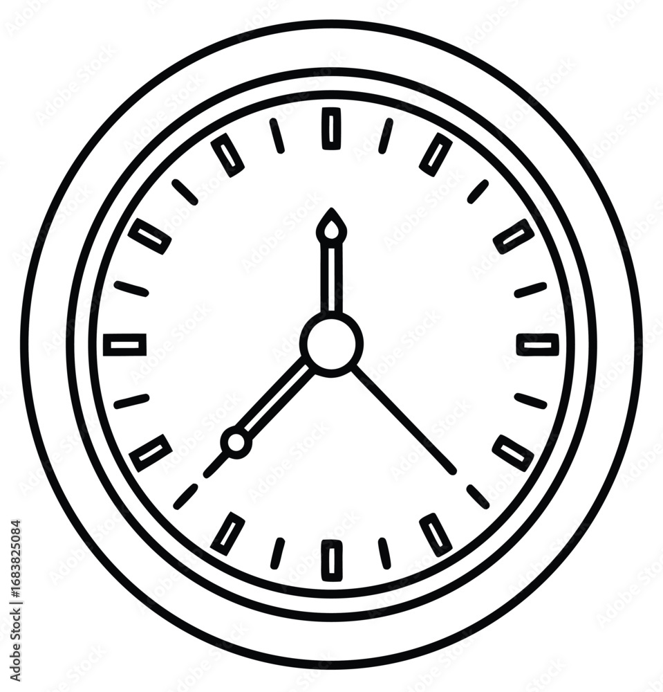 Poster vector clock icon with hands showing the time on a wall clock dial