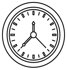 Vector clock icon with hands showing the time on a wall clock dial
