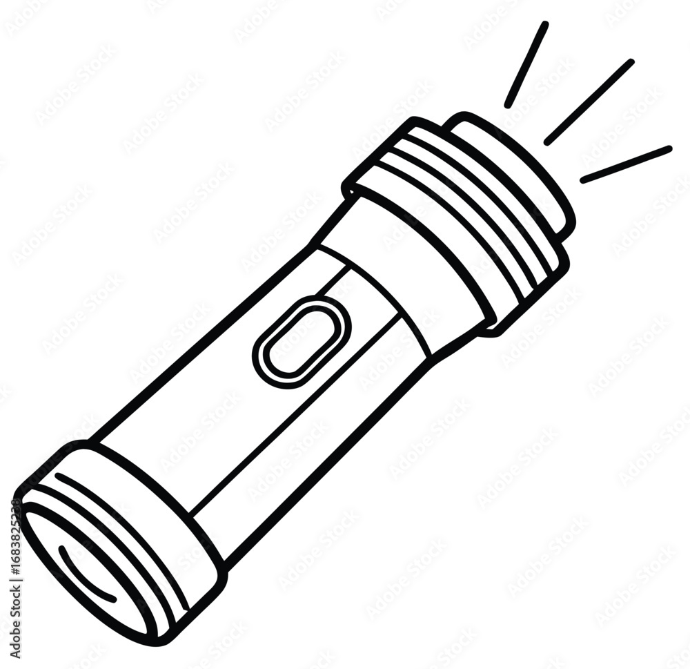 Aufkleber vector drawing of a flashlight with an isolated metal bulb for a technology object