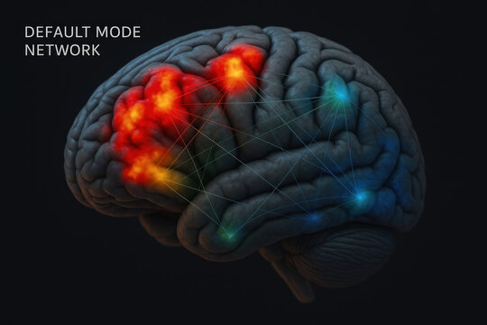 Default Mode Network in Human Brain - Illustration of brain activity [Illustration]