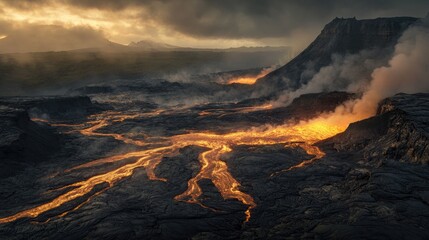 Branching Lava Streams Across Vast Volcanic Terrain