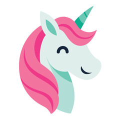 Joyful Unicorn Head with Pink Mane Illustration