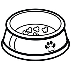 Vector illustration of a dog bowl black cat and bowl of milk