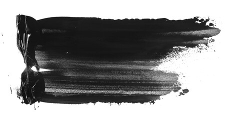 photo black grunge brush strokes acrylic paint isolated on white background, clipping path