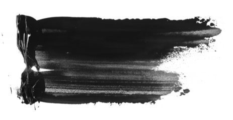 photo black grunge brush strokes acrylic paint isolated on white background, clipping path