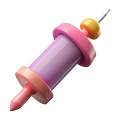 Fototapeta premium Playful cartoon syringe with colorful elements for medical or creative projects