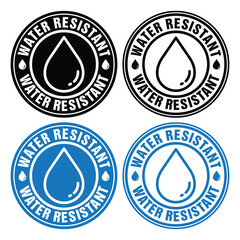 Water Resistant Badge Stamp Vector icon Set. Water resistant logo design template illustration