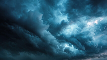 Obraz premium Dramatic Dark Storm Clouds Covering Sky Creating Moody Atmospheric Weather Scene Before Thunder