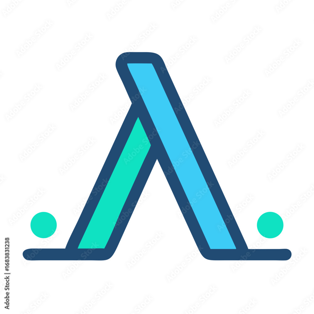 Aufkleber abstract lambda symbol rendered with bold color palette on black