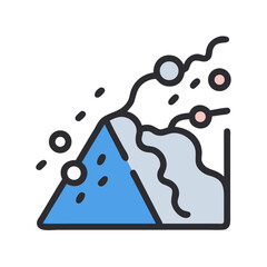 Avalanche danger icon flat illustration on a black background