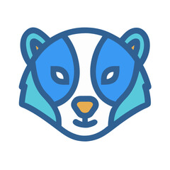 Stylized honey badger head illustration with bright colors and outlines