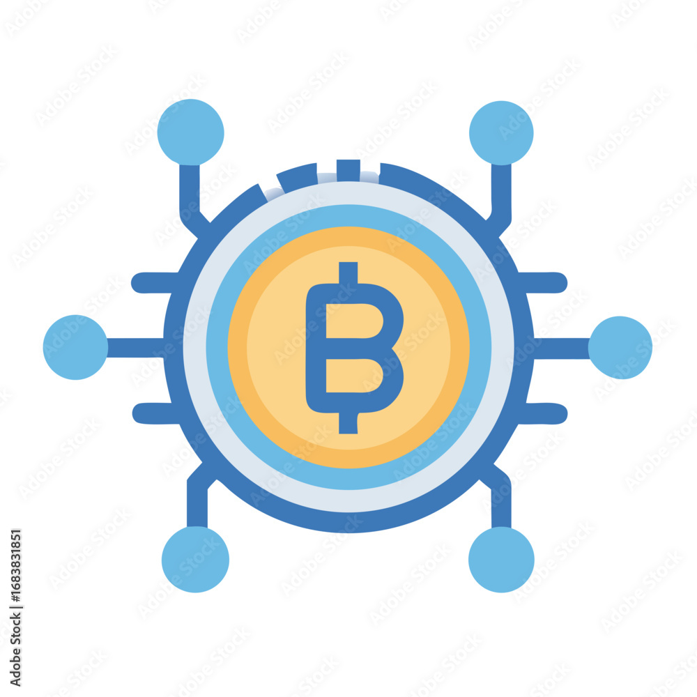 Aufkleber bitcoin connected network with decentralized technology and global transactions