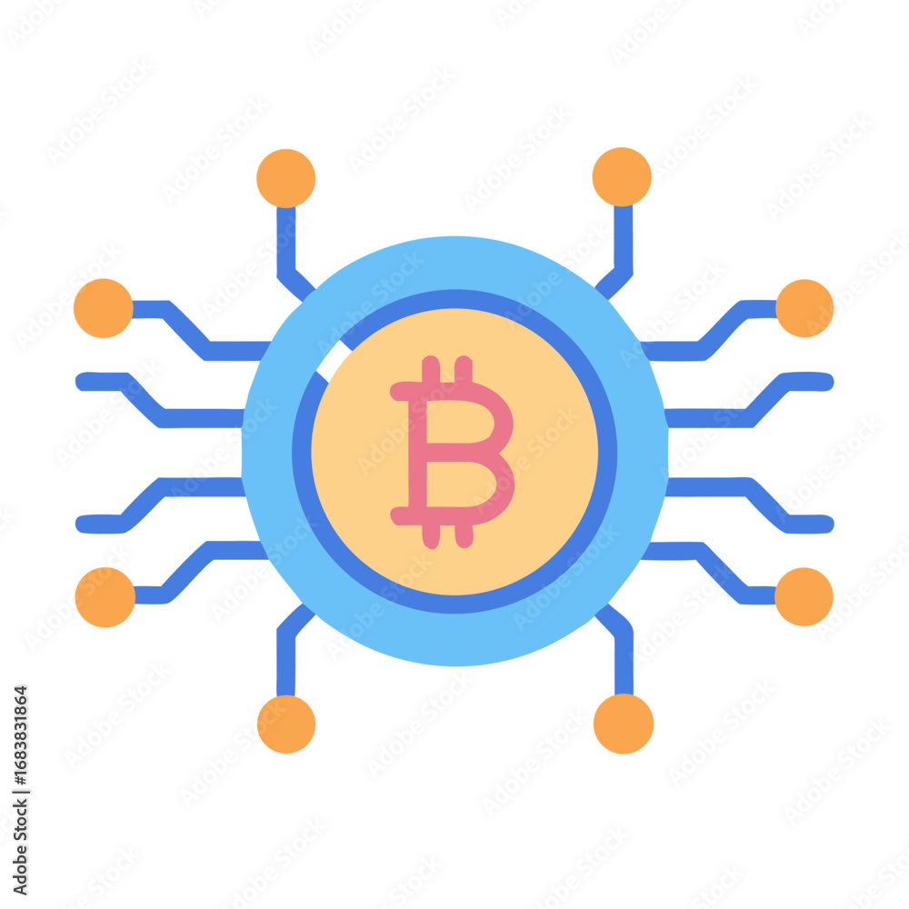 Poster bitcoin cryptocurrency network connection on black background vector illustration