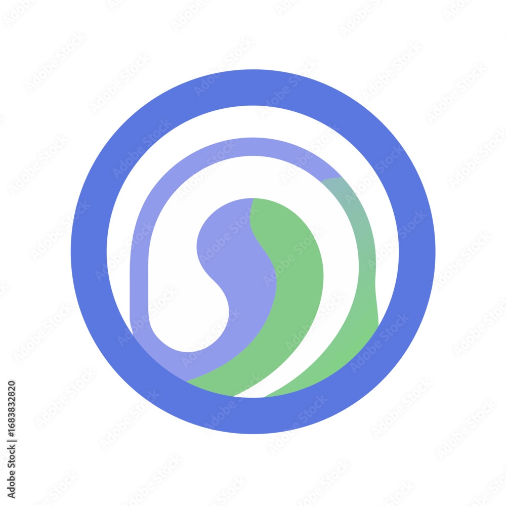 Poster abstract circular logo design with overlapping curved shapes on black