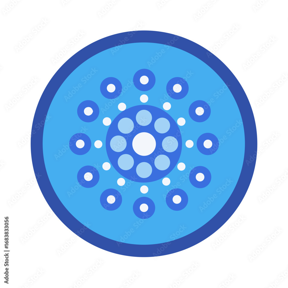 Poster abstract circular design with concentric circles and white dots