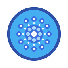 Abstract circular design with concentric circles and white dots