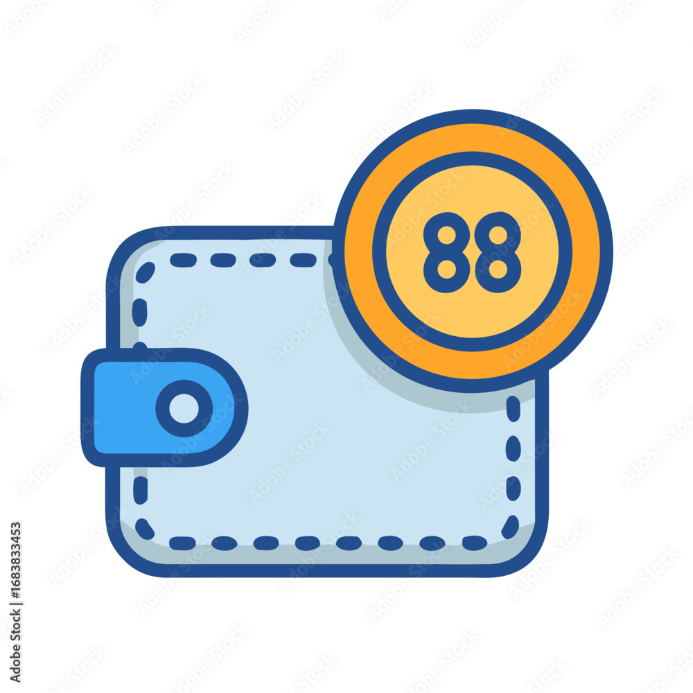 Poster blue wallet with notification showing double digit number badge