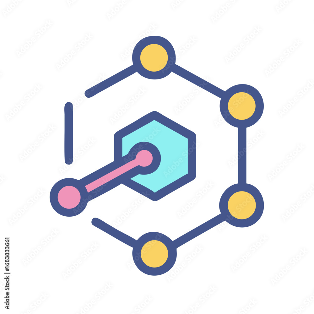 Poster abstract network graphic with connection points on black background