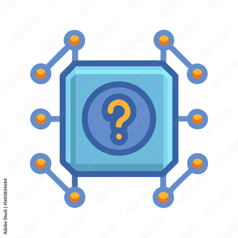 Aufkleber circuit board with a question mark on dark background