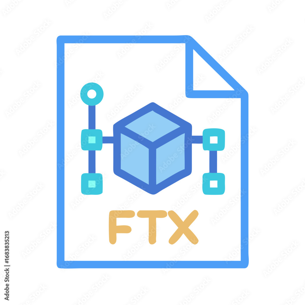 Aufkleber flat vector icon file with a 3d block model
