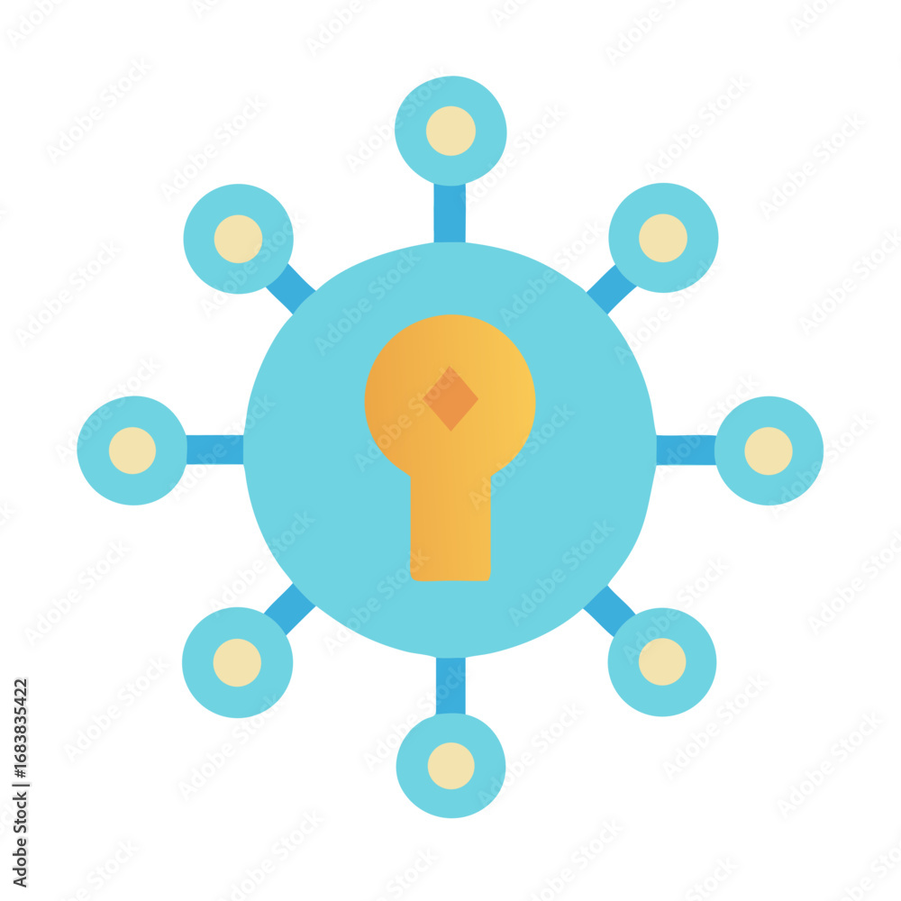 Poster decentralized network structure with security key element graphic