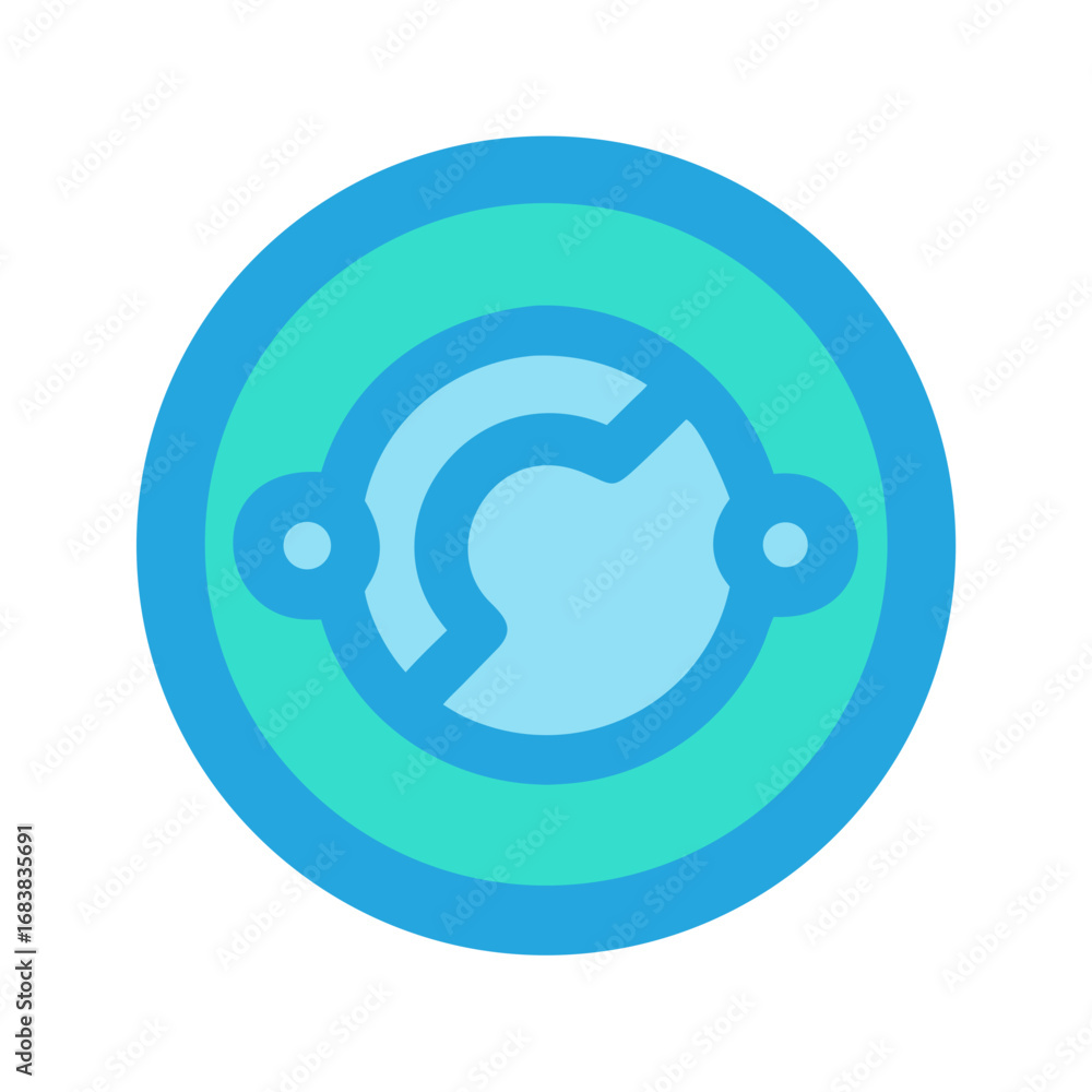 Poster circular data flow icon with concentric rings and center