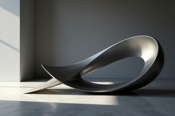 Sleek, Modern Abstract Sculpture in Minimalist Setting A Study in Curves and Light