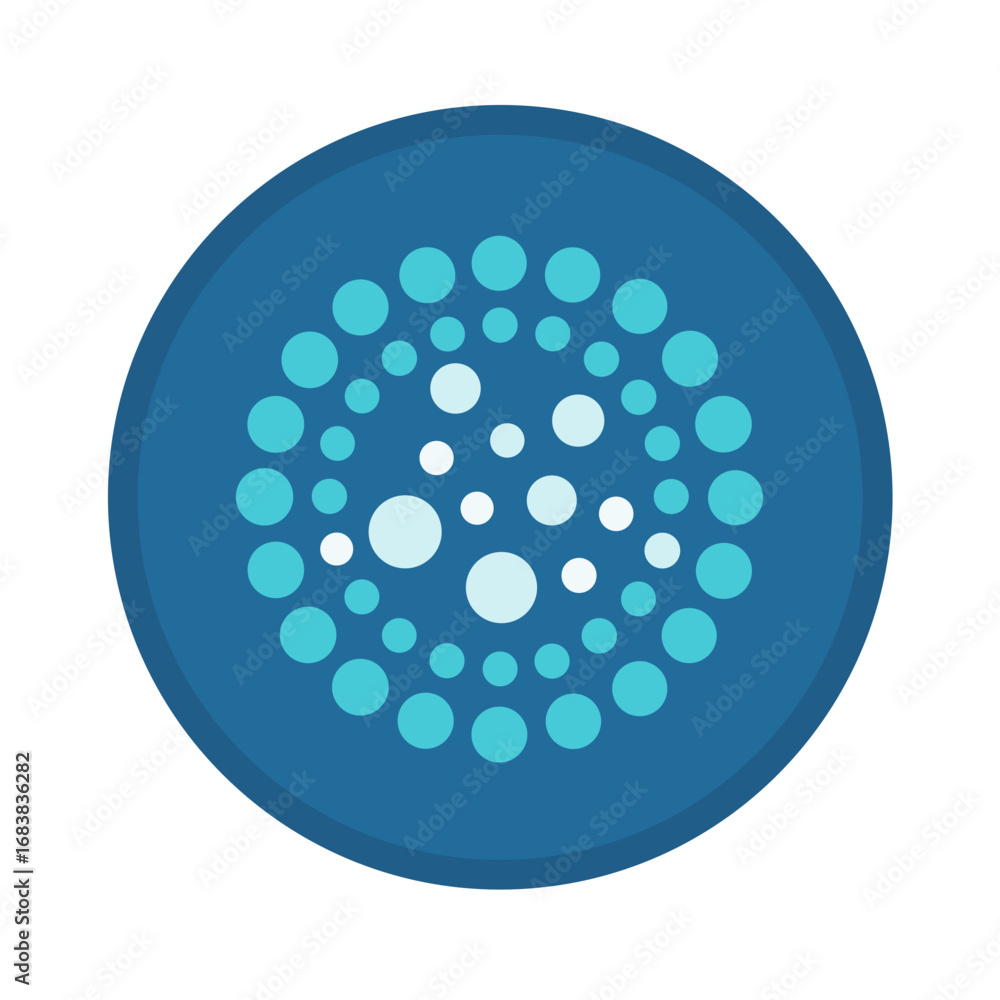Poster abstract circular pattern of varying sized light blue dots