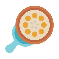 Bowl of Fruit with Spoon Isolated on Black Backdrop