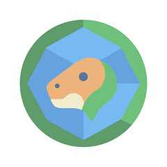 Flat style lion head icon with geometric shapes