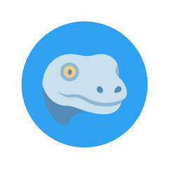 Flat design dinosaur head in a blue circle