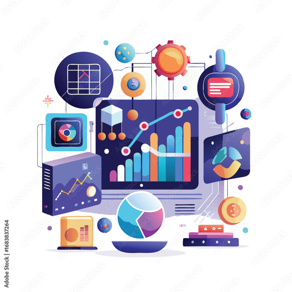 Poster digital data analysis and visualization for business growth