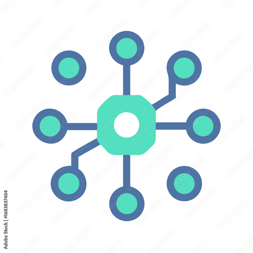 Poster connected network nodes symbolizing modern technology and communication systems