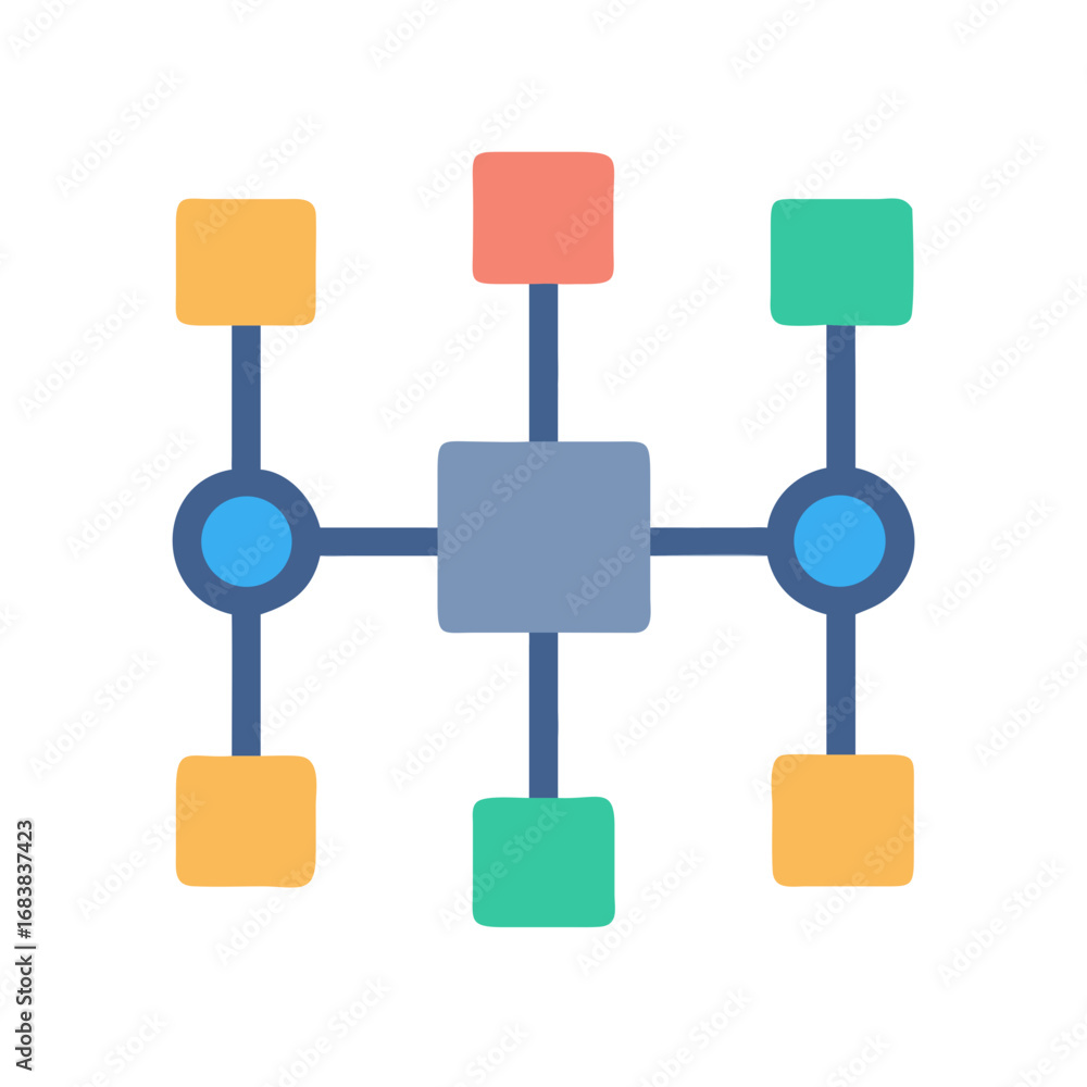 Aufkleber colorful network diagram showcasing connection and data flow concept