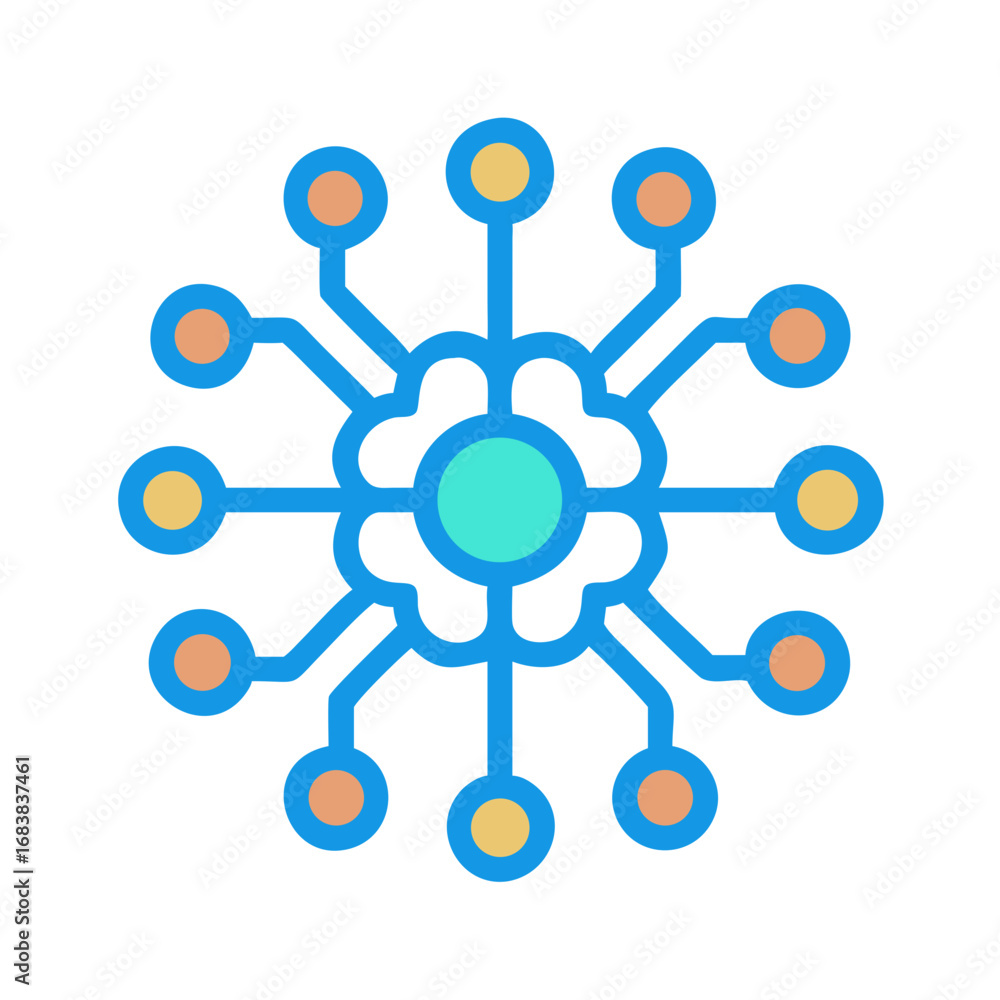 Poster centralized network connection illustrated by connecting lines and circles