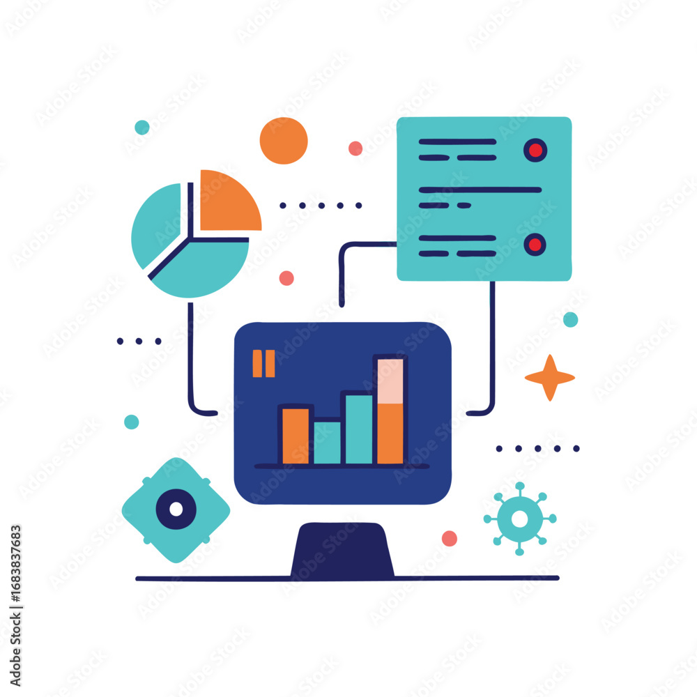 Poster digital analytics and data visualization for business growth