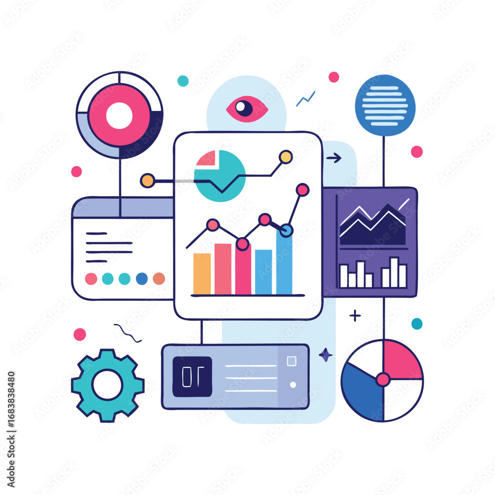 Poster data analysis and business intelligence visualization concepts