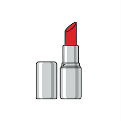 Classic red lipstick with silver case and cap