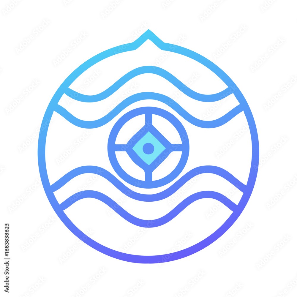 Poster abstract water wave pattern with central diamond motif design