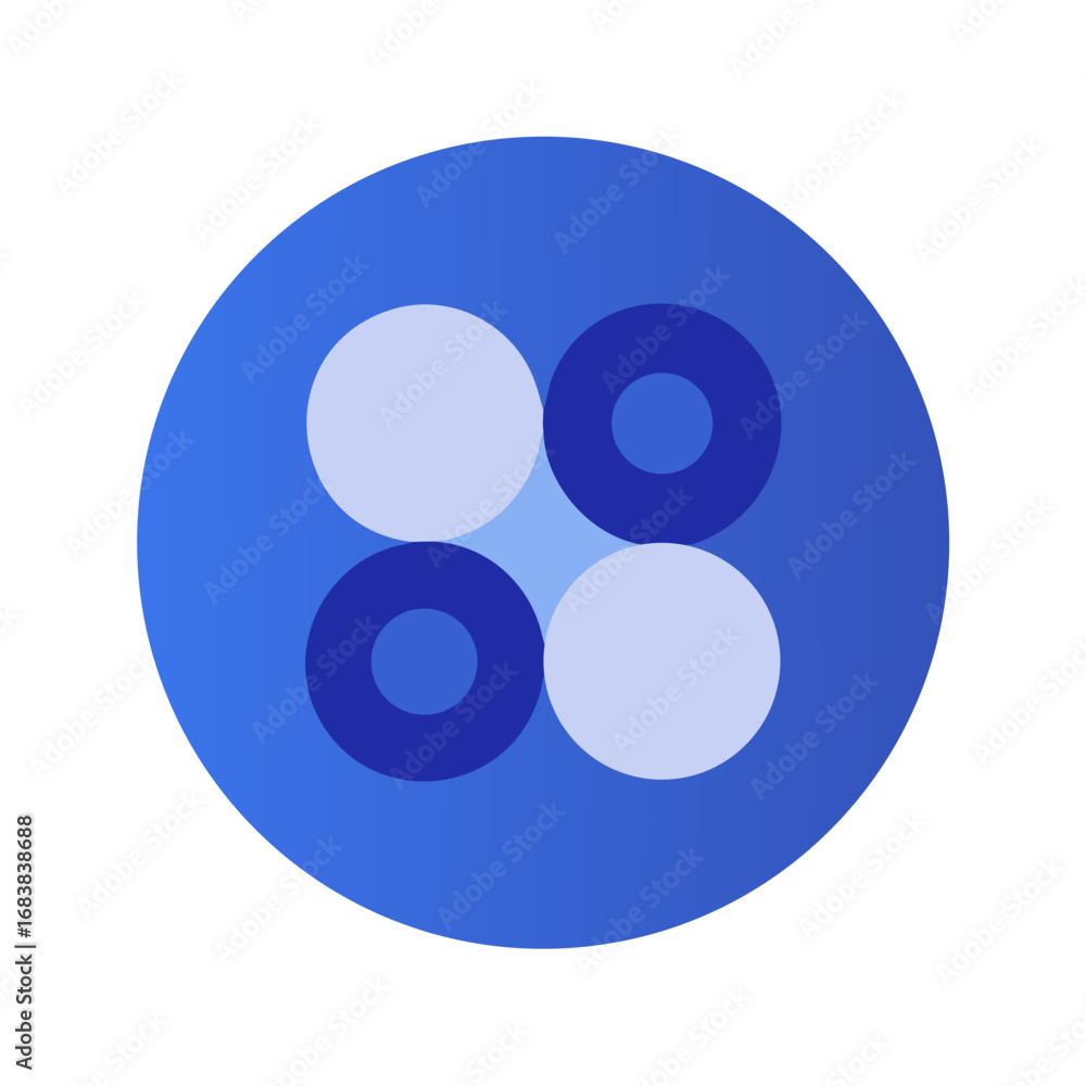 Poster abstract circular pattern design in shades of blue background