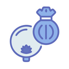 Simple illustration of opium poppy and money bag icon
