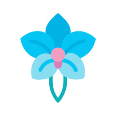 Simple blue orchid flower illustration with a black background