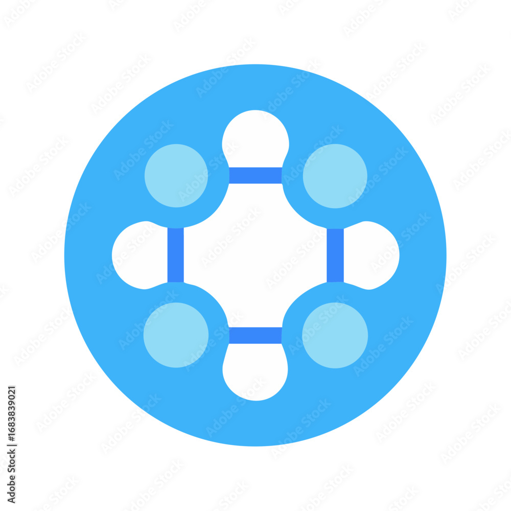 Poster abstract blue network connection graphic in circular flat design